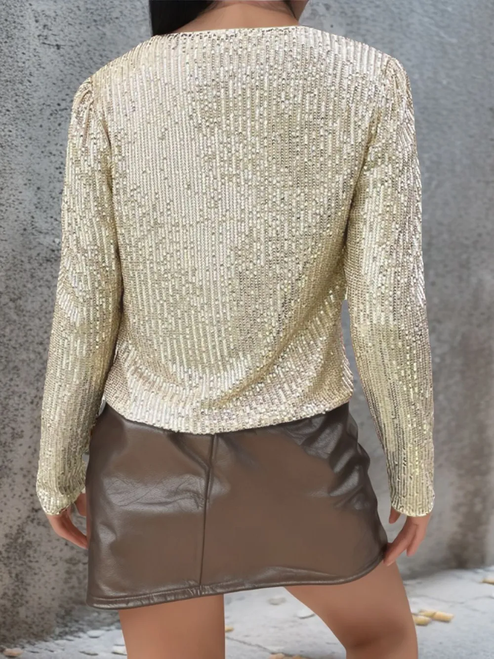 Full Size Sequin Open Front Cropped Jacket, image 4