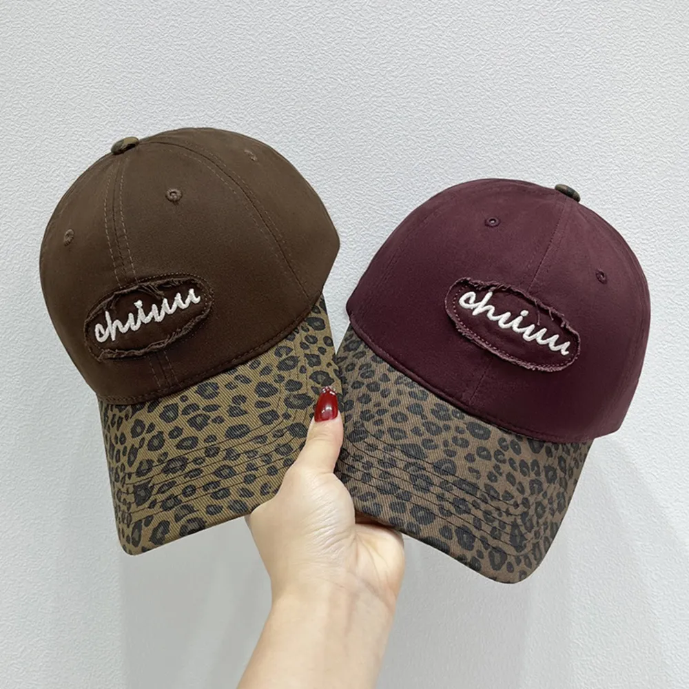 Leopard Print Baseball Cap with Embroidered Letter, image 7