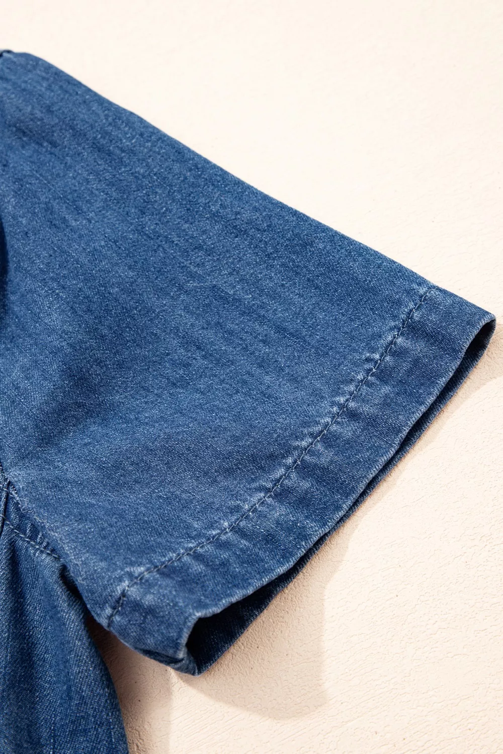 Zip Up Collared Short Sleeve Shift Mini Denim Dress, image 10