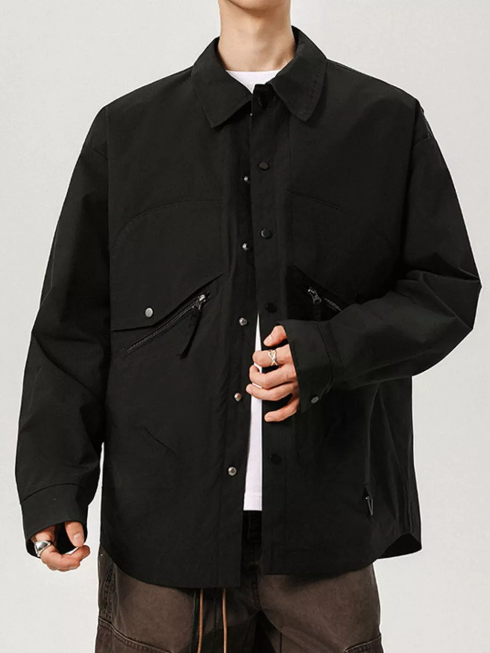 Men's Plus Size Casual Snap-Down Jacket