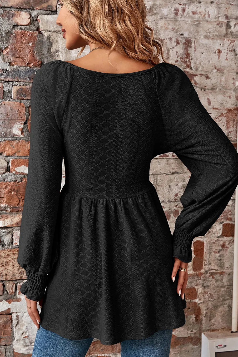 Peplum V-Neck Long Sleeve Blouse, image 8