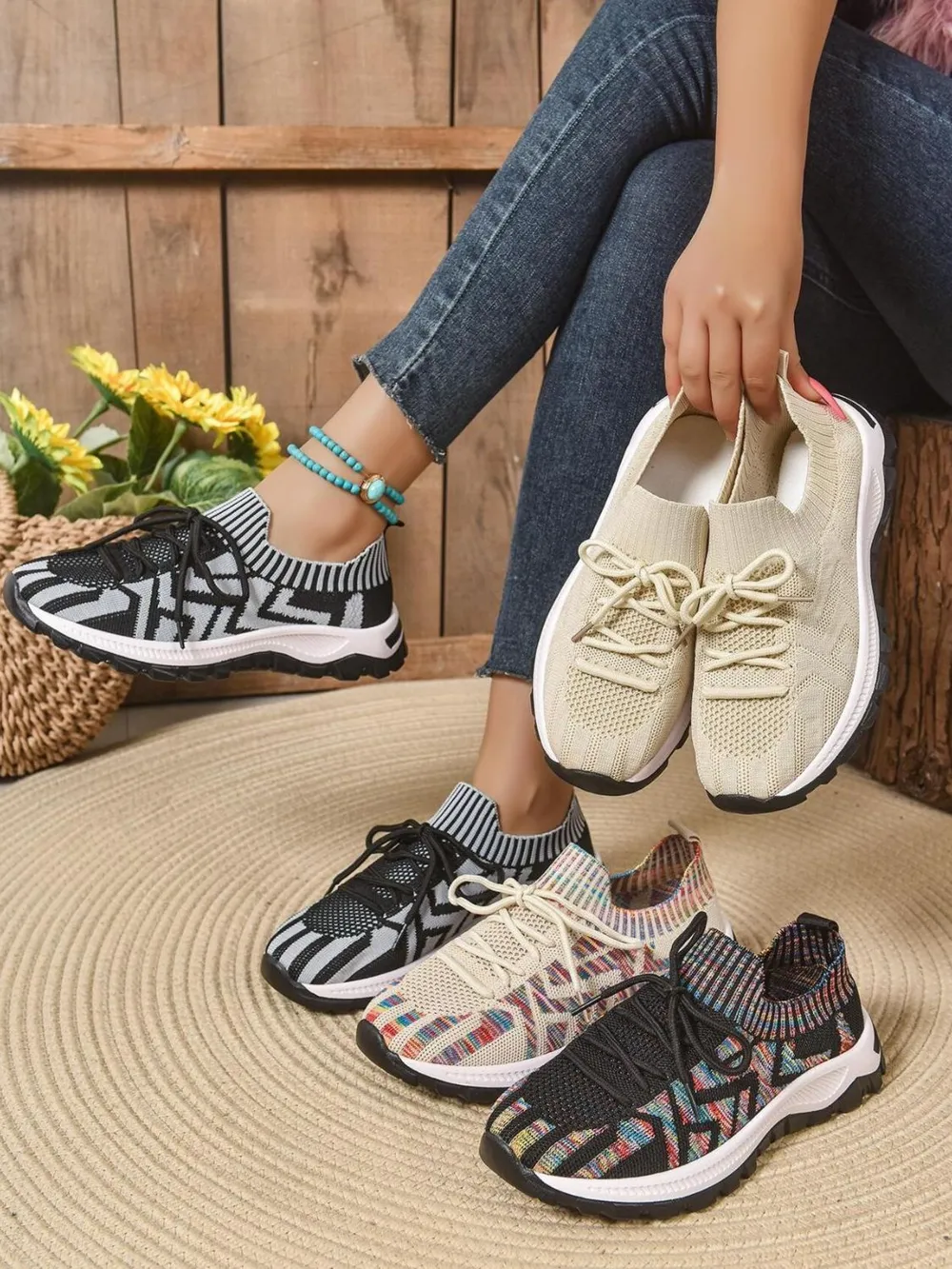 Mesh Knit Lace Up Athletic, image 2