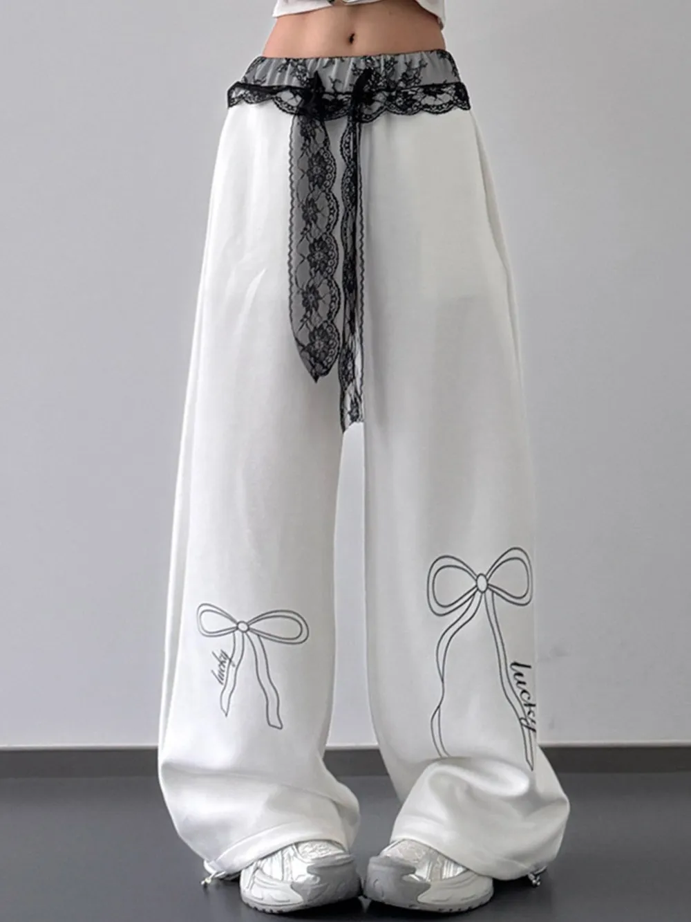 Wide Leg Pants with Lace Belt Detail, image 5