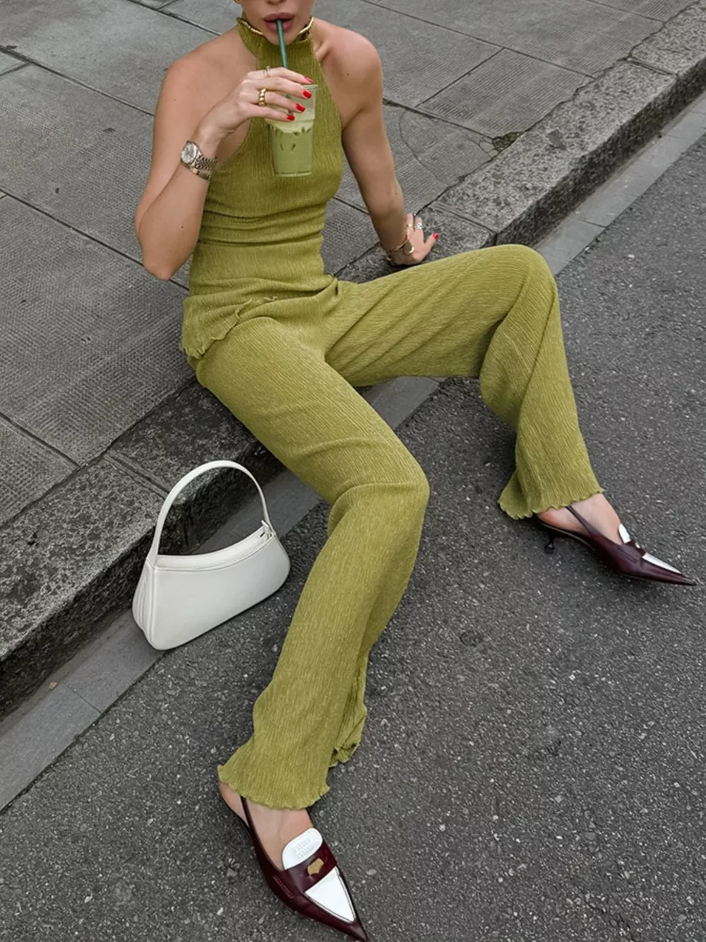 Sleeveless Top and Wide-Leg Pants Two-Piece Set, image 9