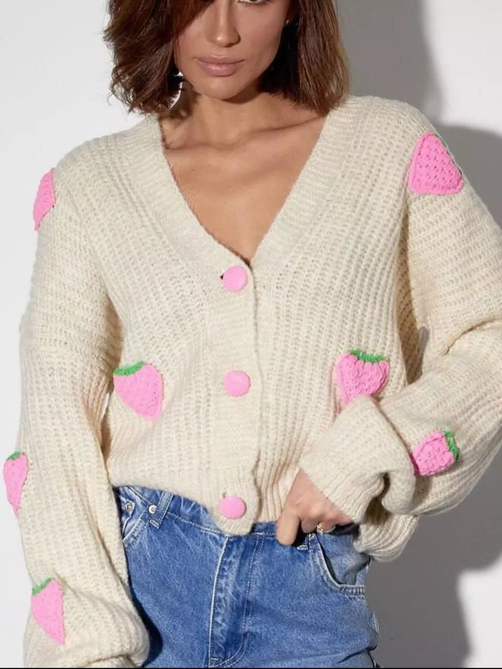Strawberry Button Down Cardigan, image 3