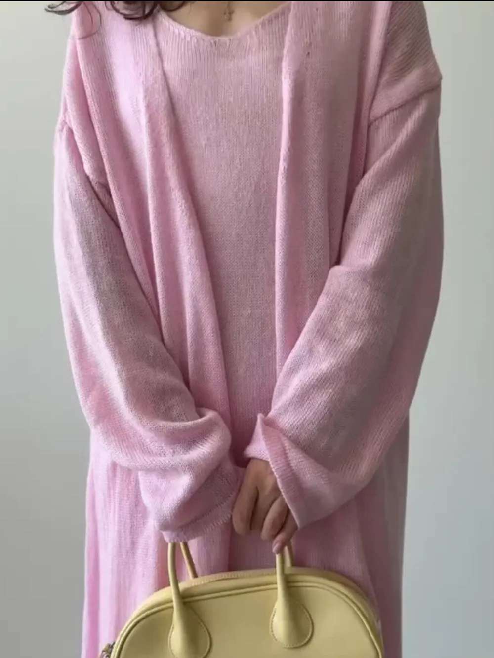 V-Neck Knit Dress and Cardigan Sweater Set, image 6