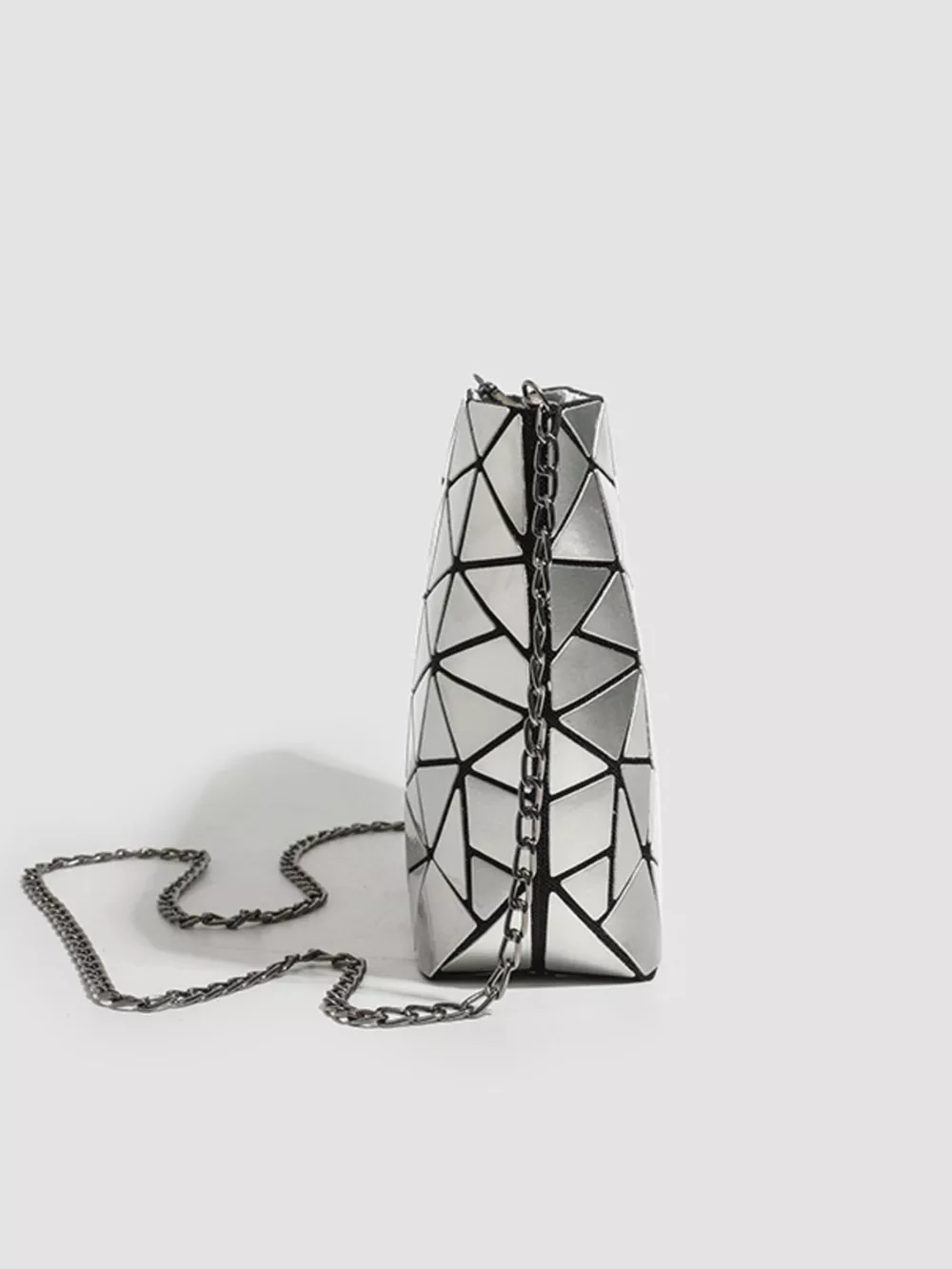 Geometric Metallic Crossbody Bag with Chain Strap, image 2