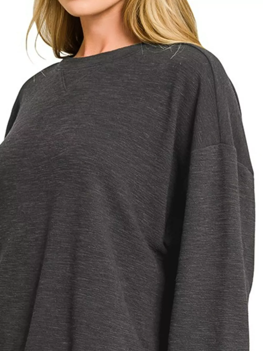 Slub Long Sleeve Top and Shorts Set, image 3