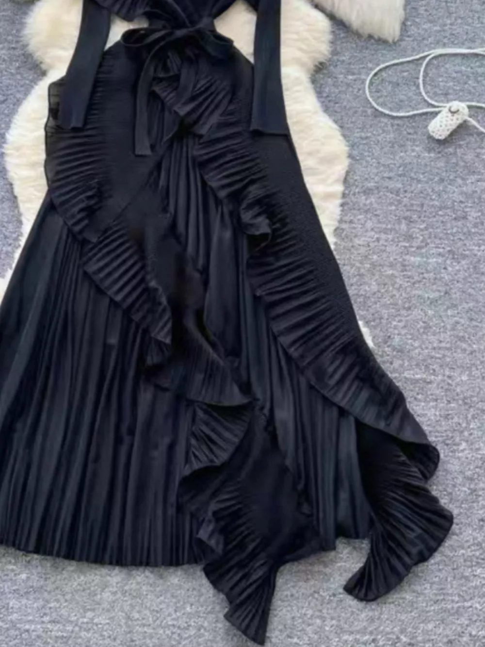 Ruffle Trim Pleated Midi Dress, image 4