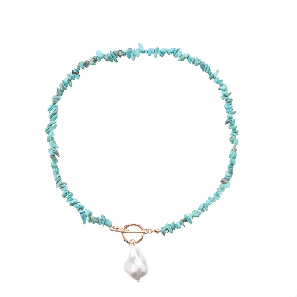 Turquoise Irregular Pearl Necklace, image 4