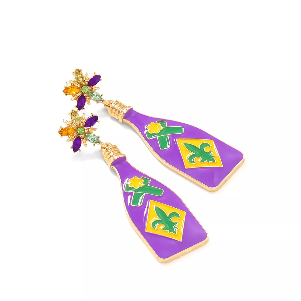 Mardi Gras Bottle Dangle Earrings, image 5