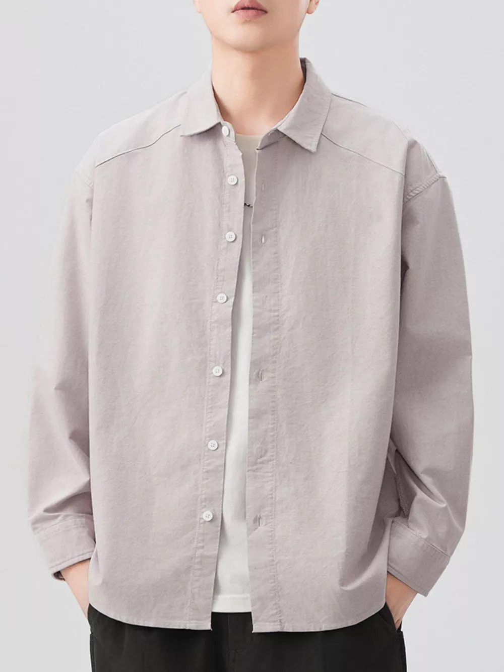 Men's Plus Size Button Up Long Sleeve Shirt, image 2