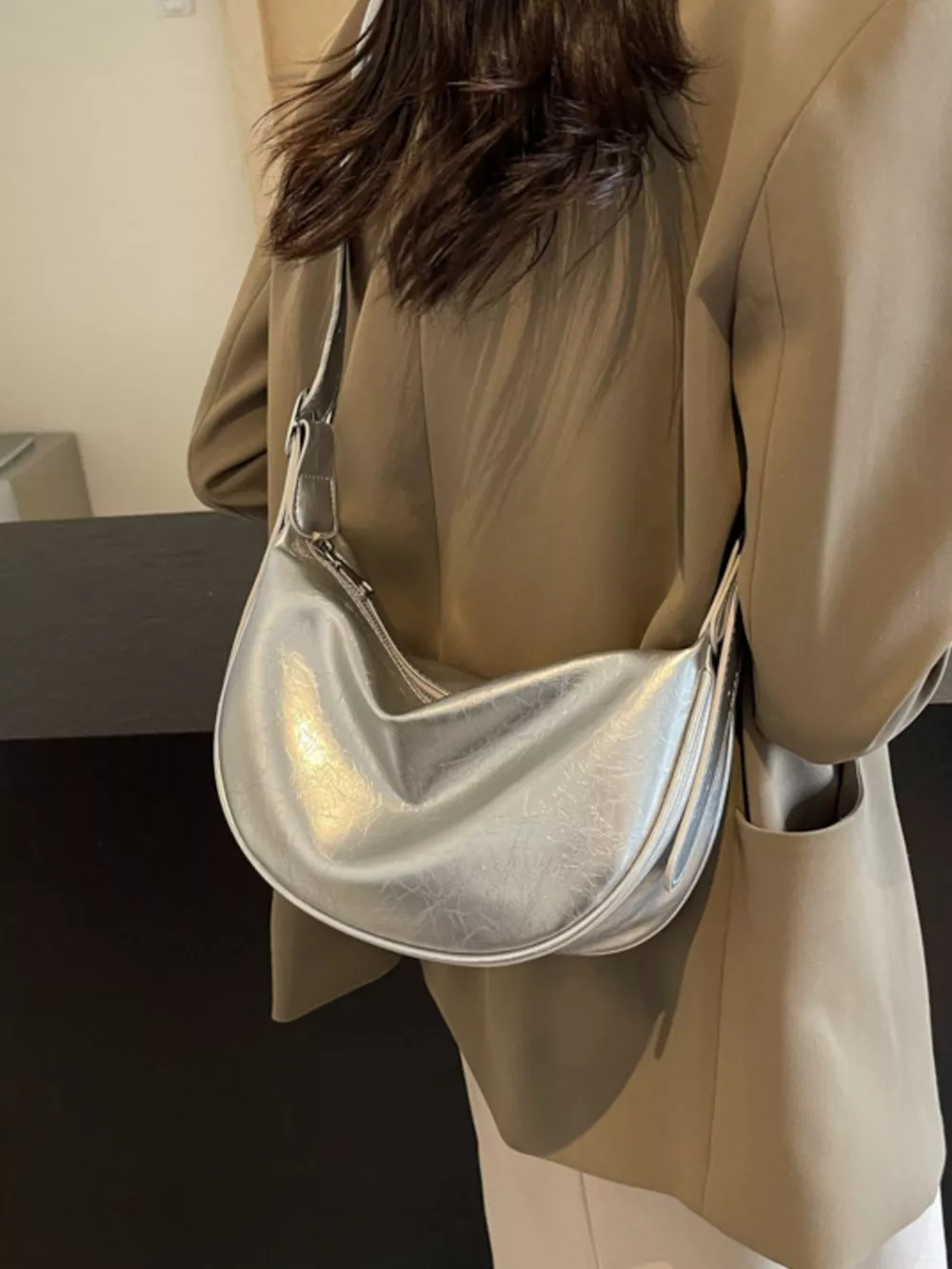 Adjustable Strap Crescent Crossbody Bag, image 6