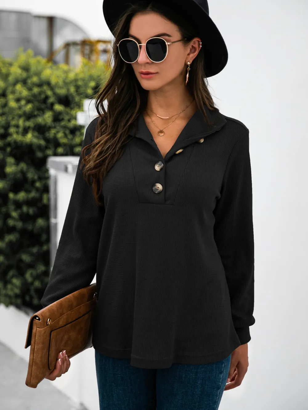 Half Button Long Sleeve T-Shirt, image 16