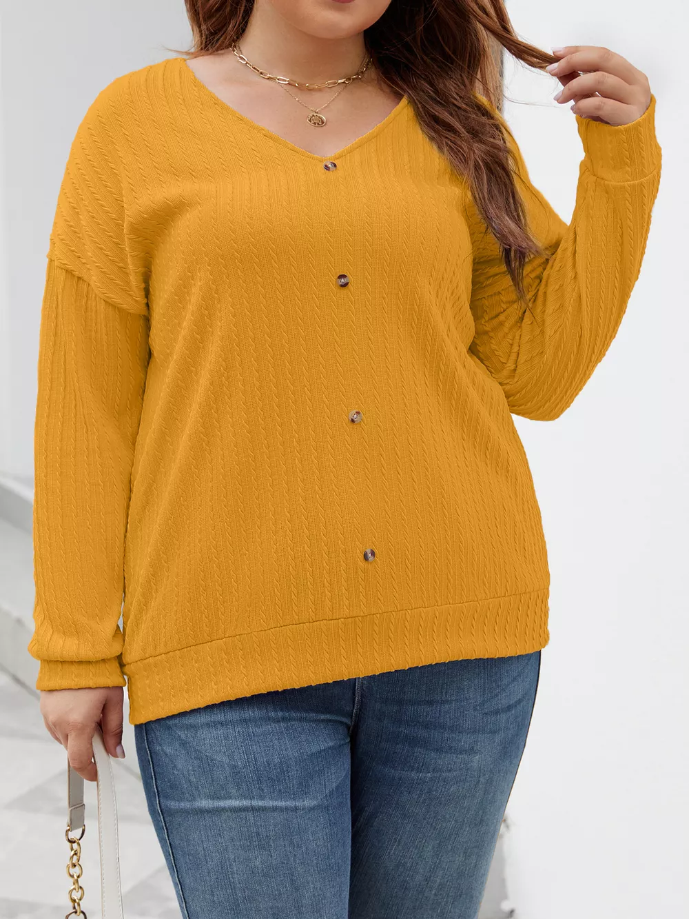 Plus Size V-Neck Dropped Shoulder Blouse, image 14