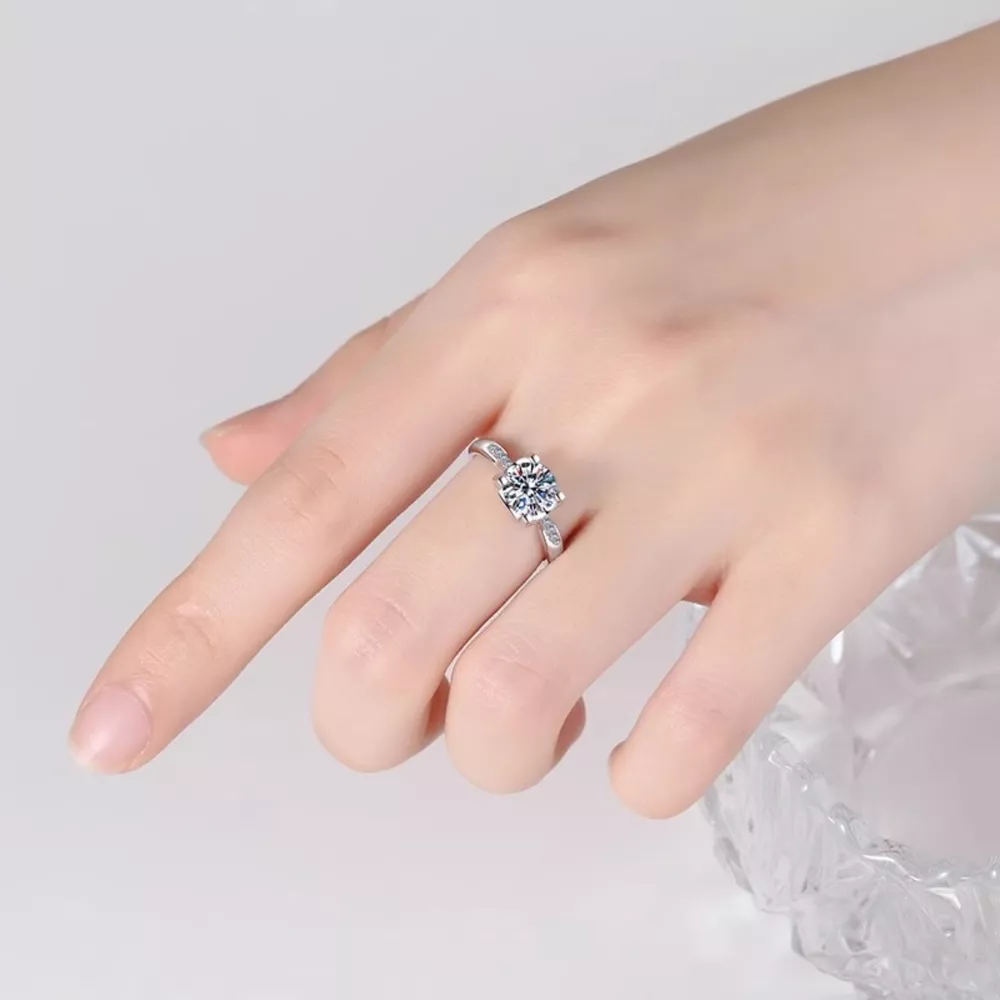 1 Carat Moissanite 925 Sterling Silver Ring, image 3