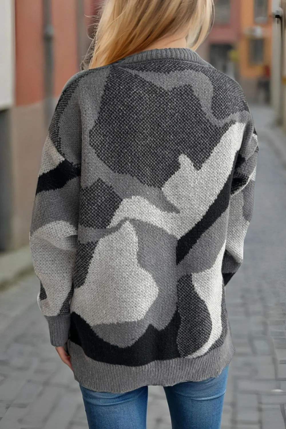 Contrast Round Neck Long Sleeve Sweater, image 10