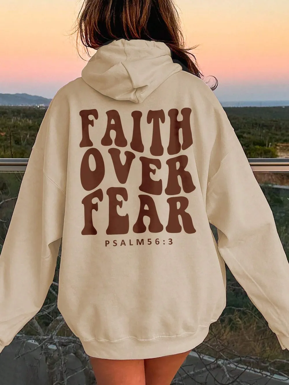 FAITH OVER FEAR Dropped Shoulder Hoodie, image 2