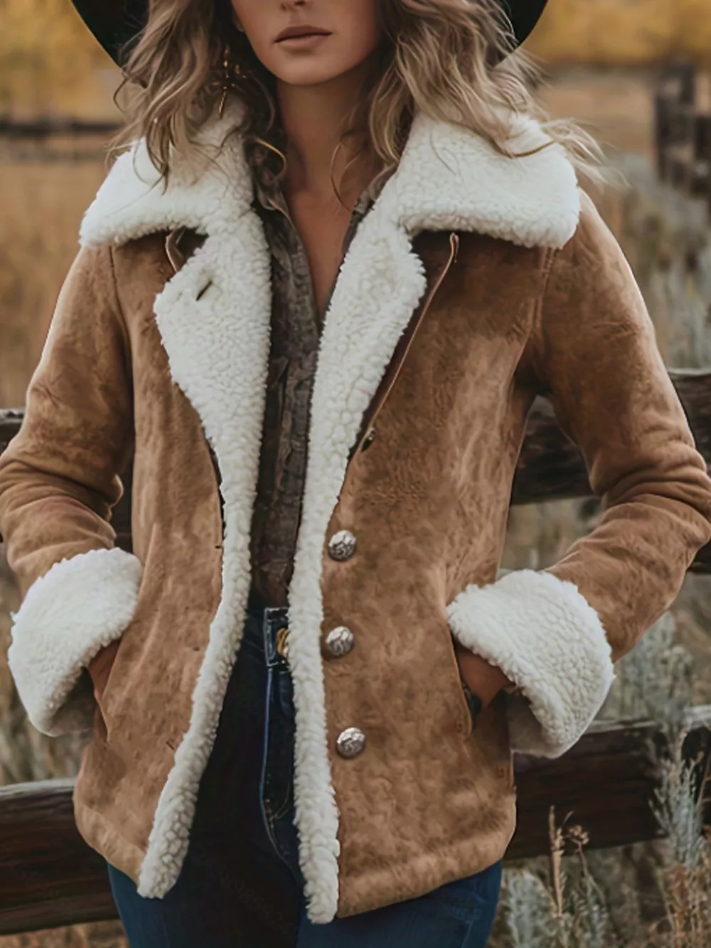Sherpa-Lined Button Up Jacket