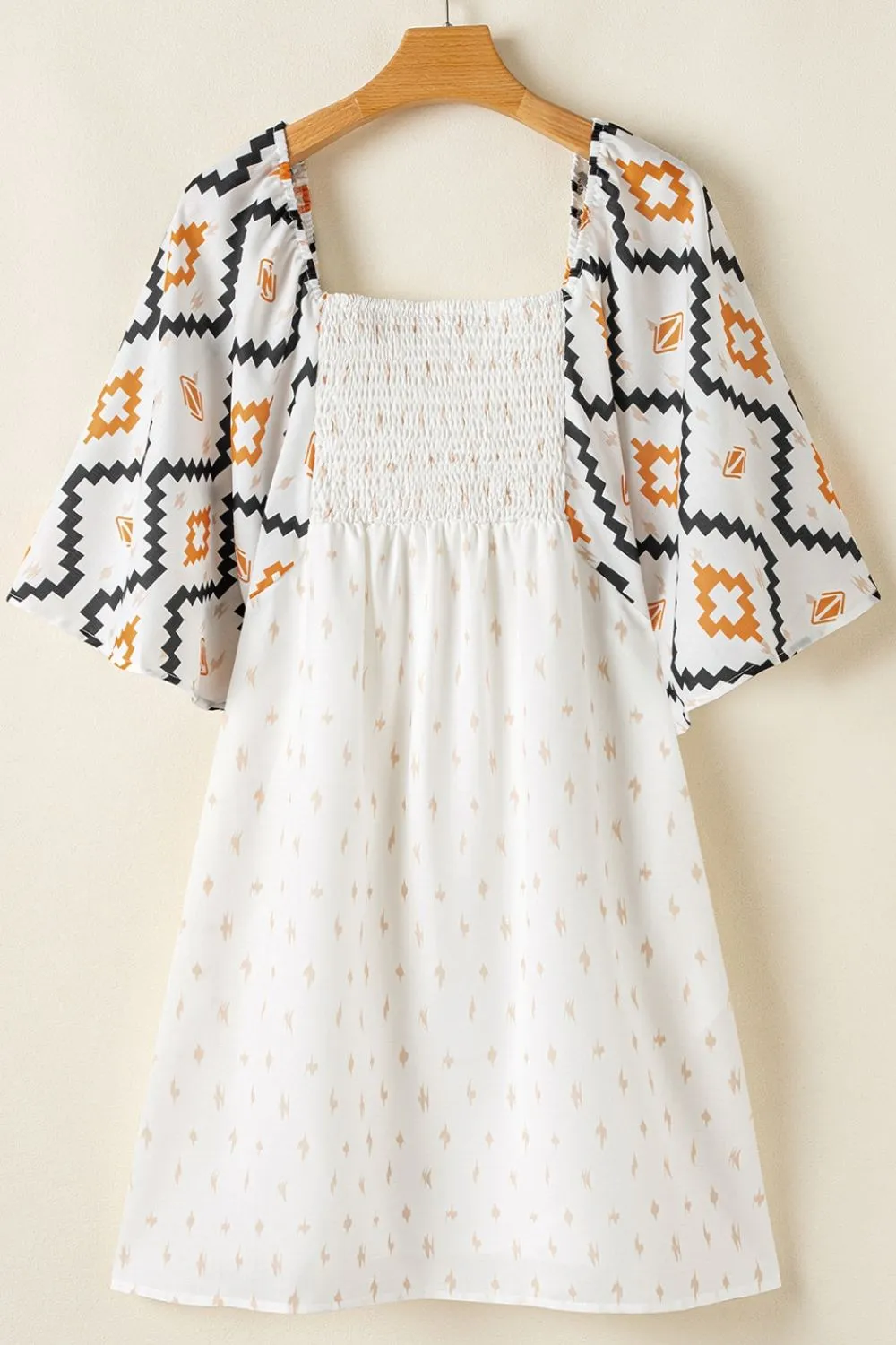 Geometric Square Neck Half Sleeve Mini Dress, image 7