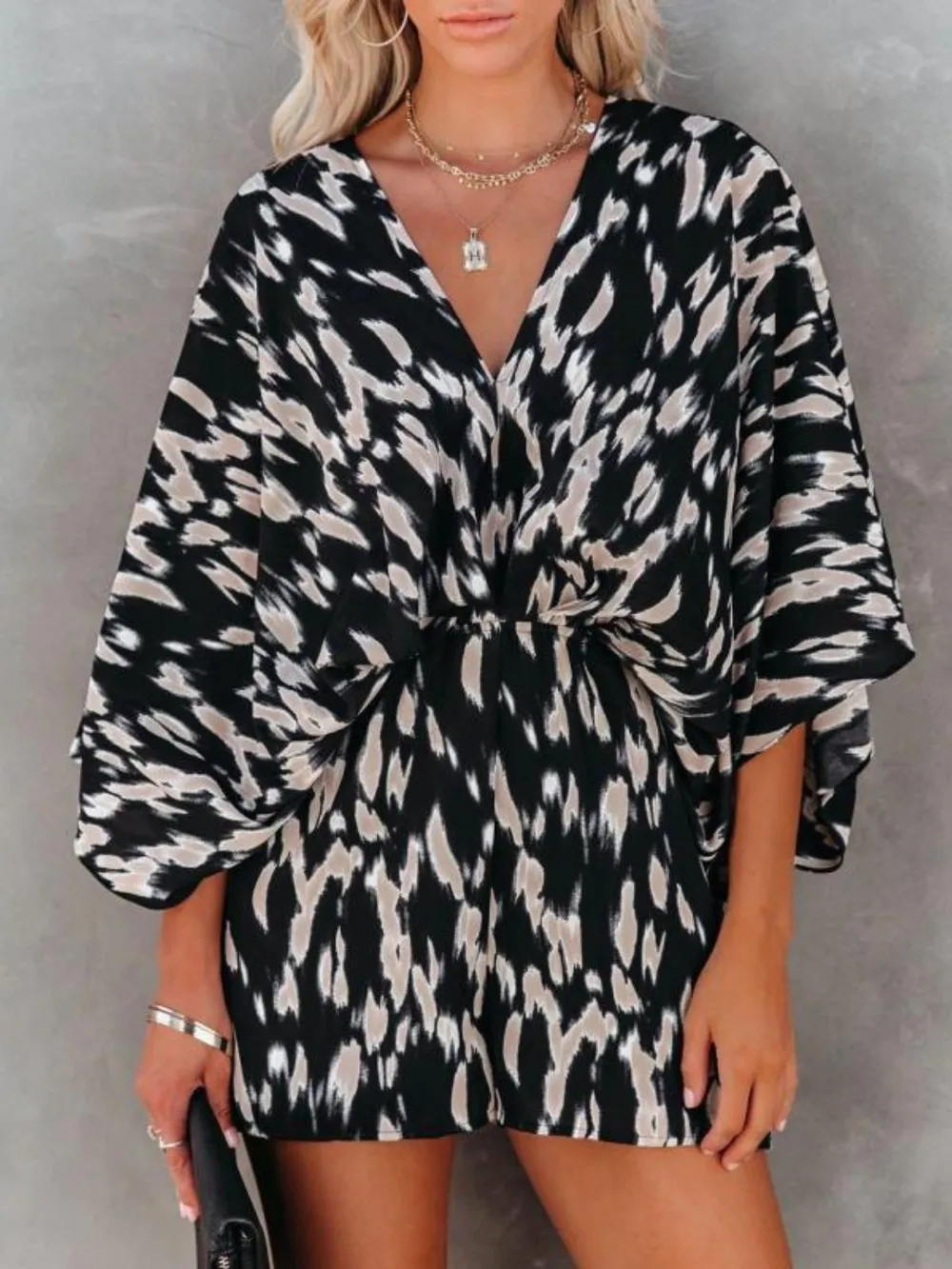 Oversized Tied Back Printed Romper, image 3