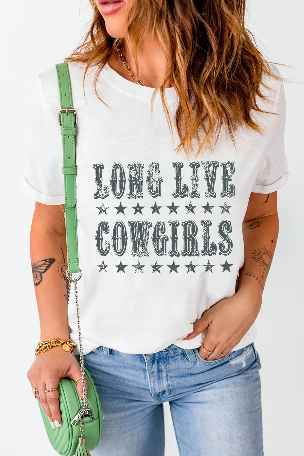 Letter Graphic Round Neck Short Sleeve T-Shirt, image 2