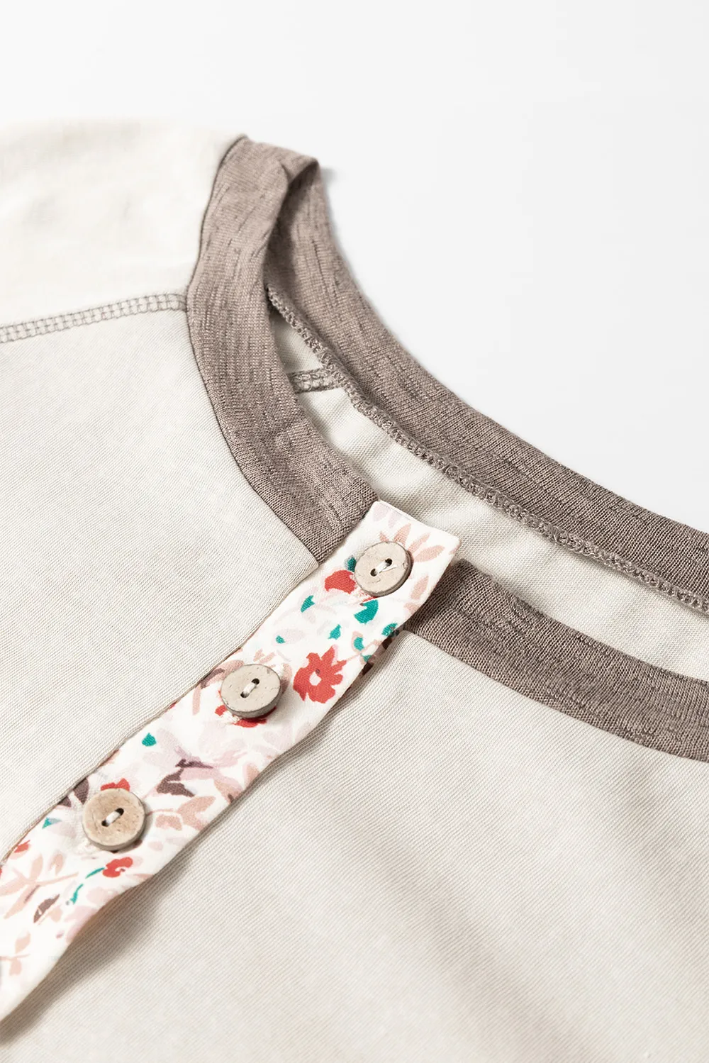 Floral Half Button Long Sleeve T-Shirt, image 7