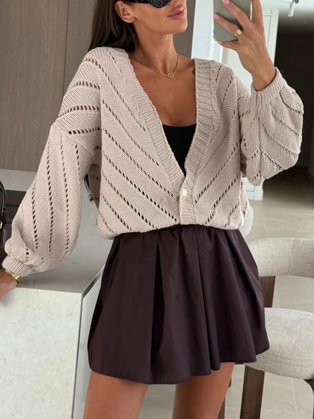 Openwork Long Sleeve Cardigan, image 10
