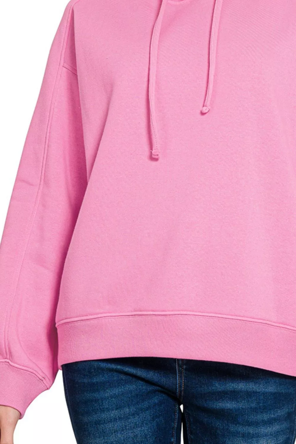 Drawstring Relaxed Fit Fleece Hoodie, image 3
