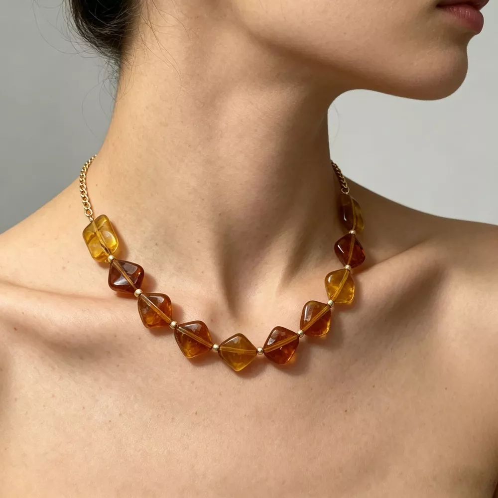 Geometric Acrylic Bead Necklace, image 3