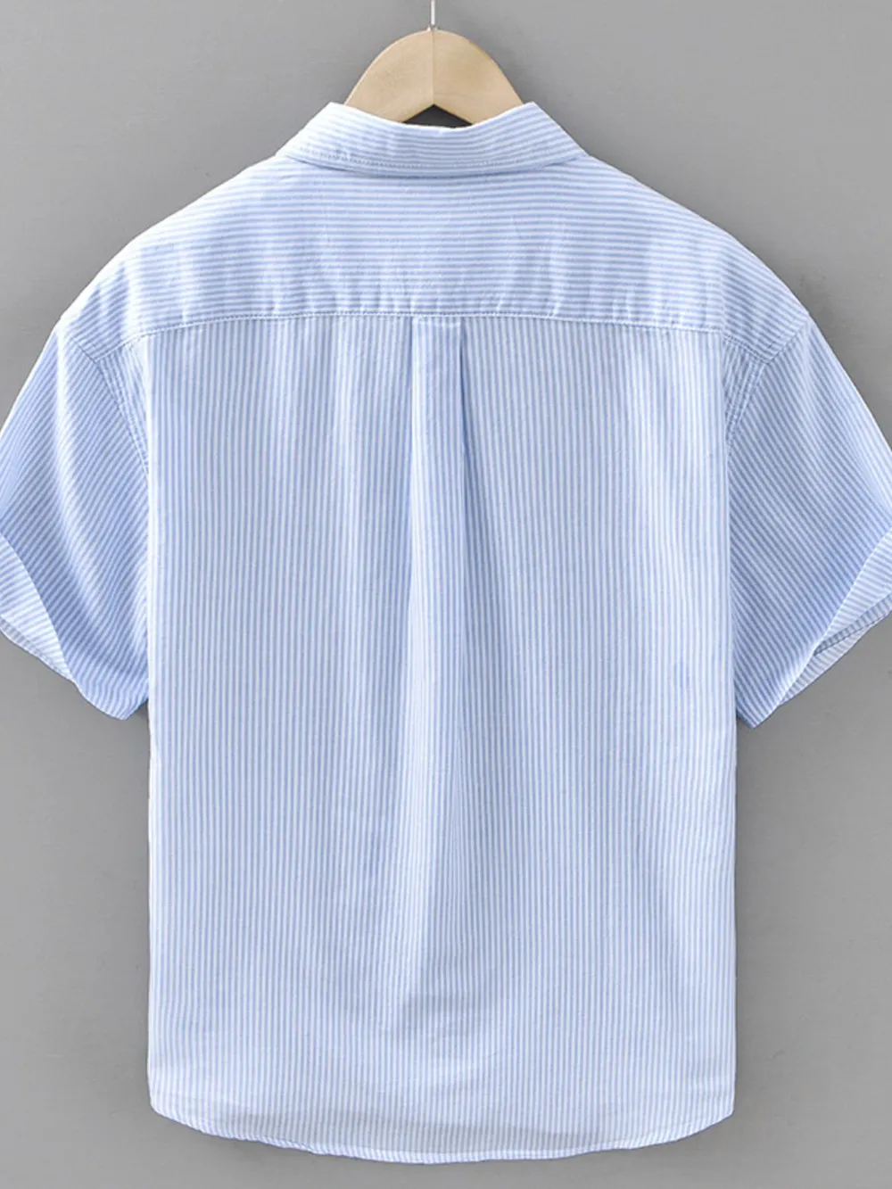 Men's Plus Size Striped Button Up Short Sleeve Shirt, image 2