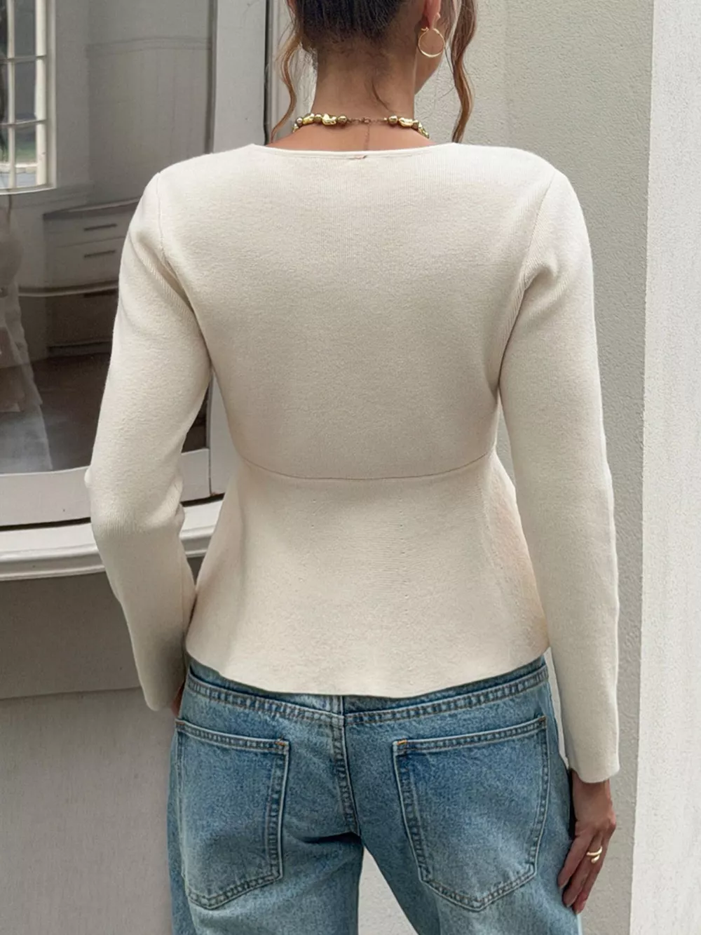 Peplum Button-Up Cardigan, image 5