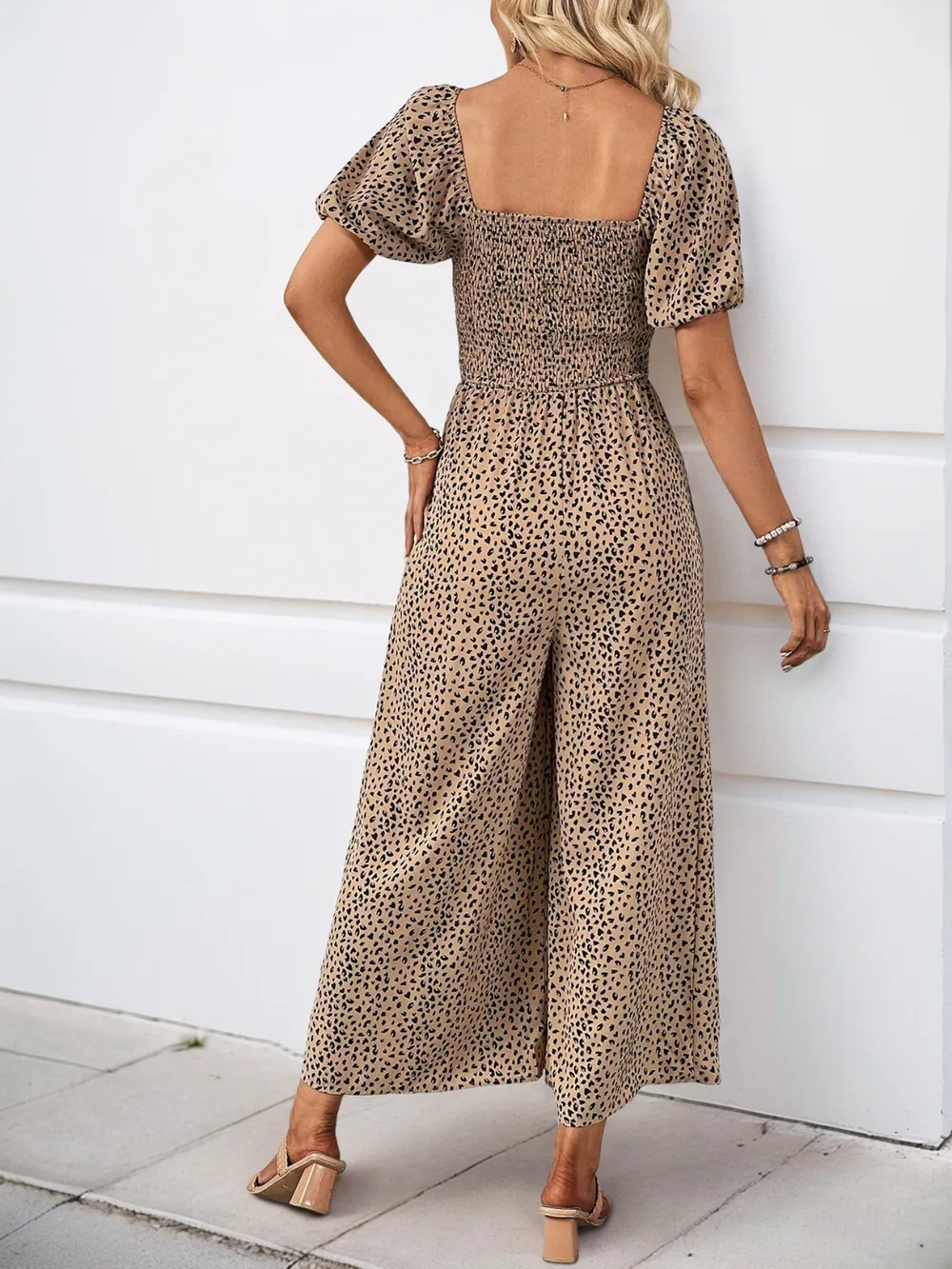 Printed Square Neck Puff Sleeve Jumpsuit, image 6