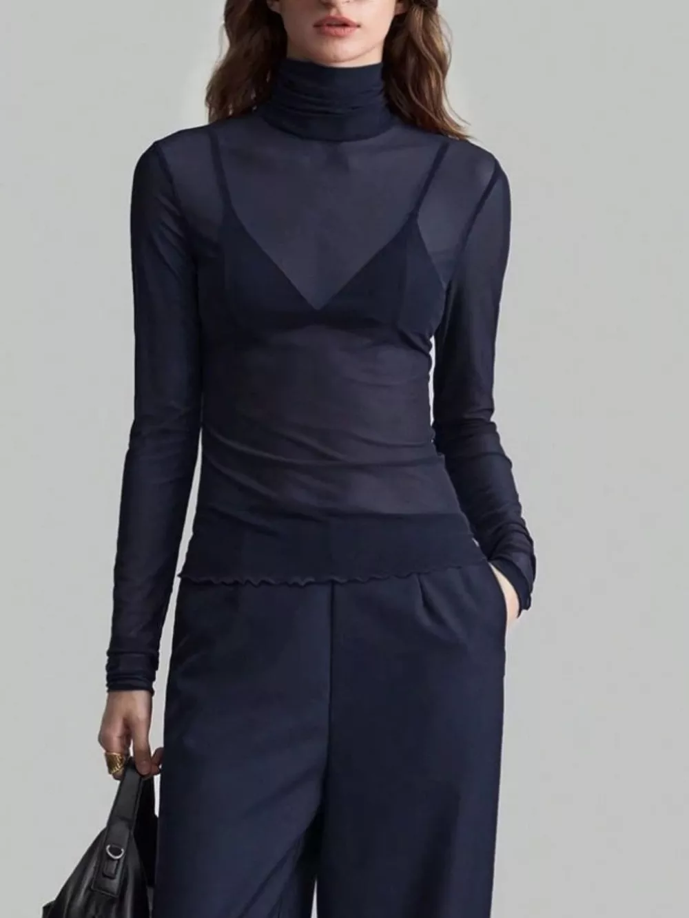 Sheer Mesh Turtleneck Top, image 11