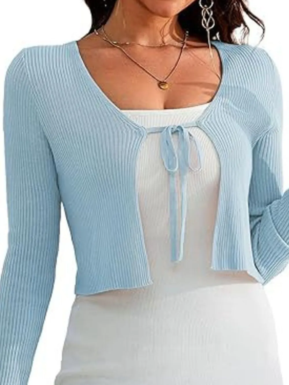 Tie-Front Long Sleeve Cardigan, image 12