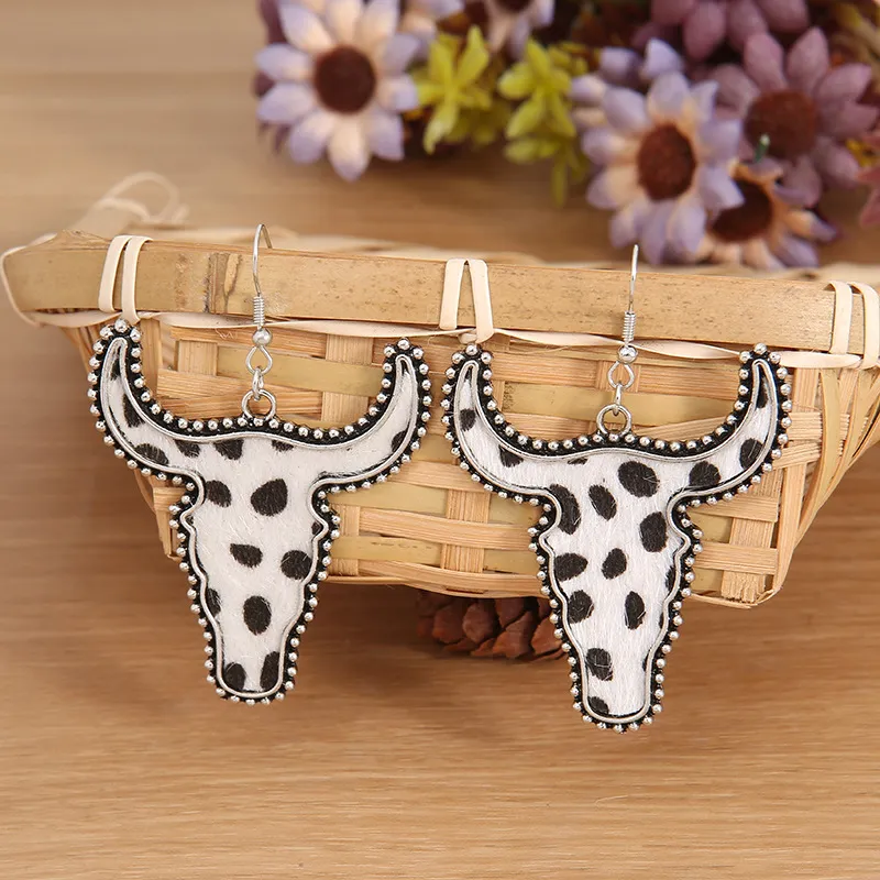 Alloy Animal Print Cow Head Earrings, image 9