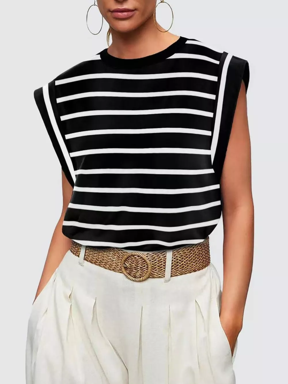 Striped Round Neck Tank, image 4
