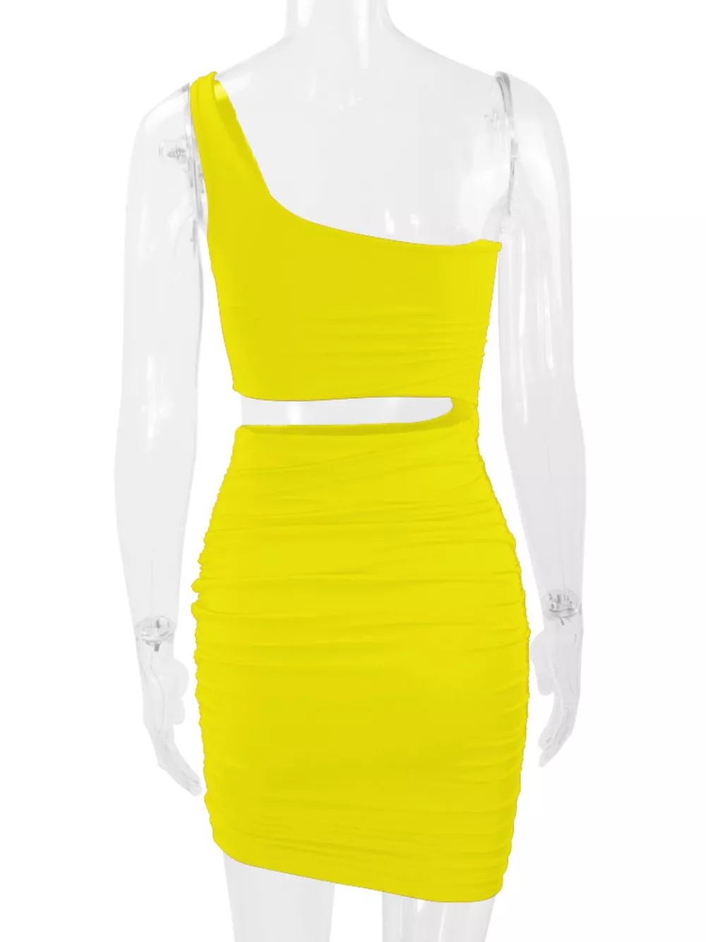 One-Shoulder Cutout Ruched Bodycon Mini Dress, image 88