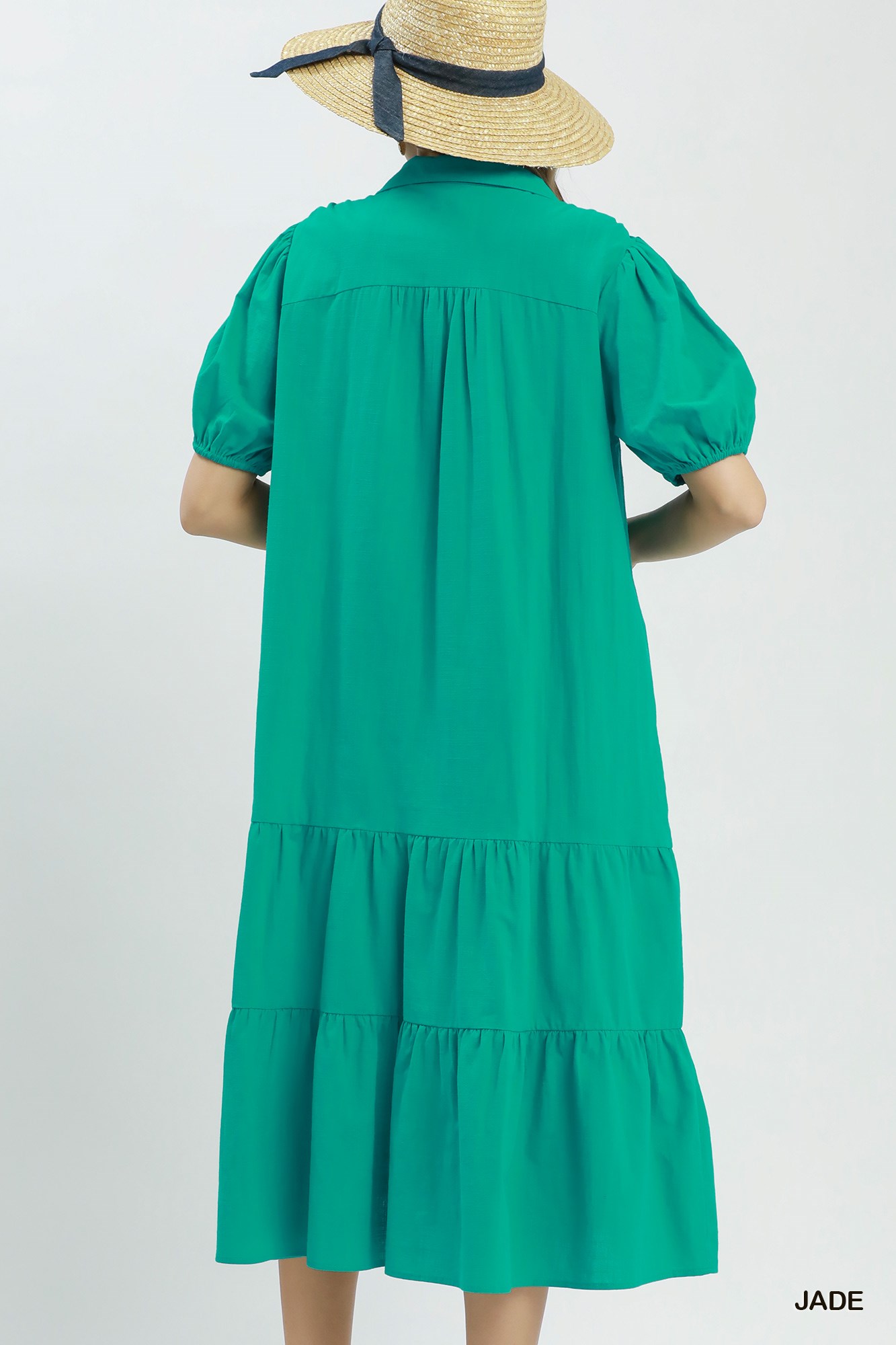 Solid Tiered Midi Dress, image 3