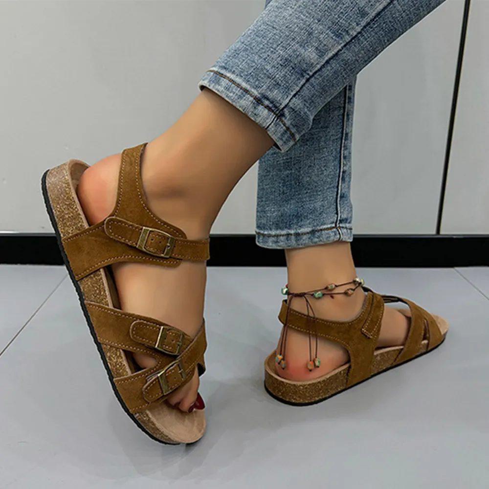 Open Toe Flat Buckle Sandals, image 3
