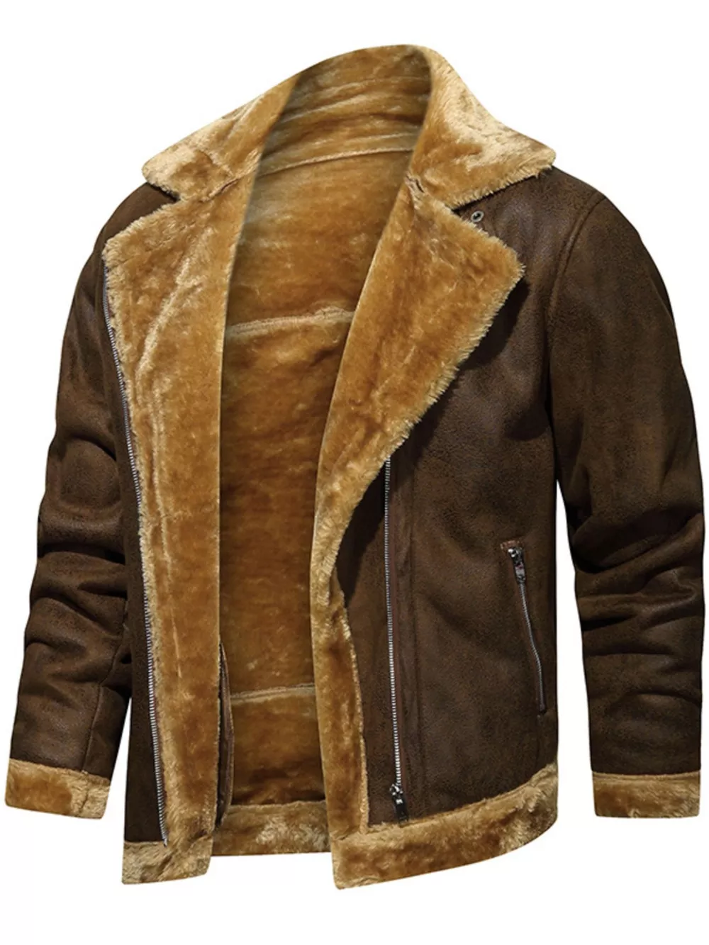 Men's Plus Size Zip Up Fuzzy Outerwear, image 6