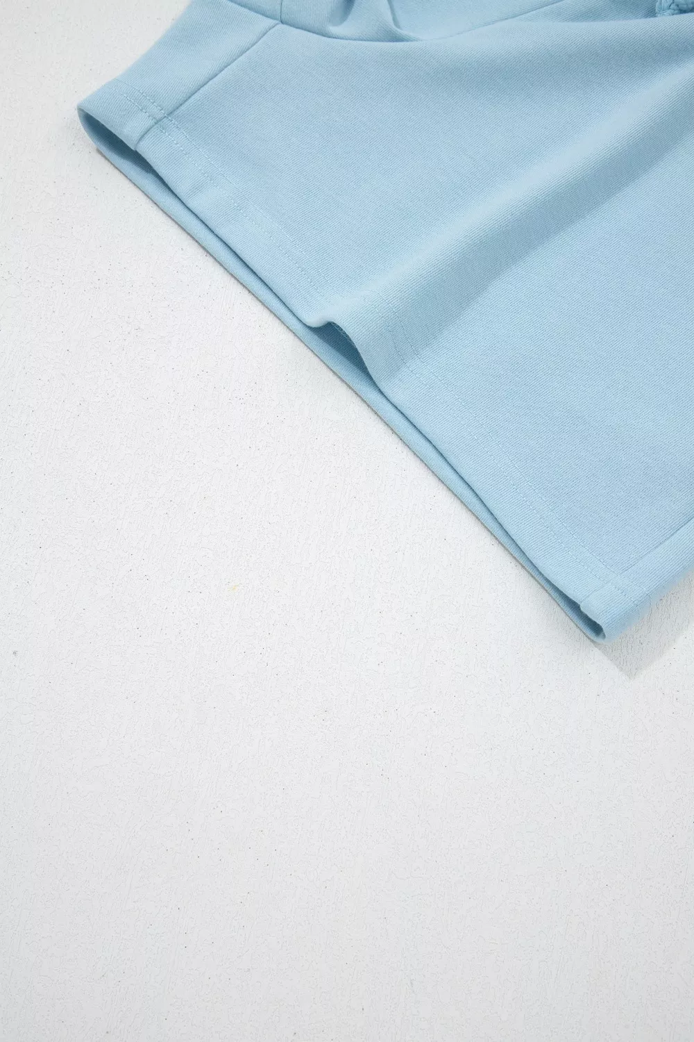 Solid Color Loose Tee Drawstring Shorts 2pcs Outfit Set, image 8