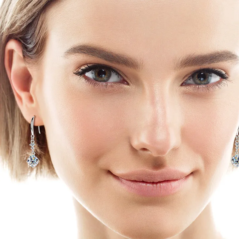 2 Carat Moissanite 925 Sterling Silver Earrings, image 4