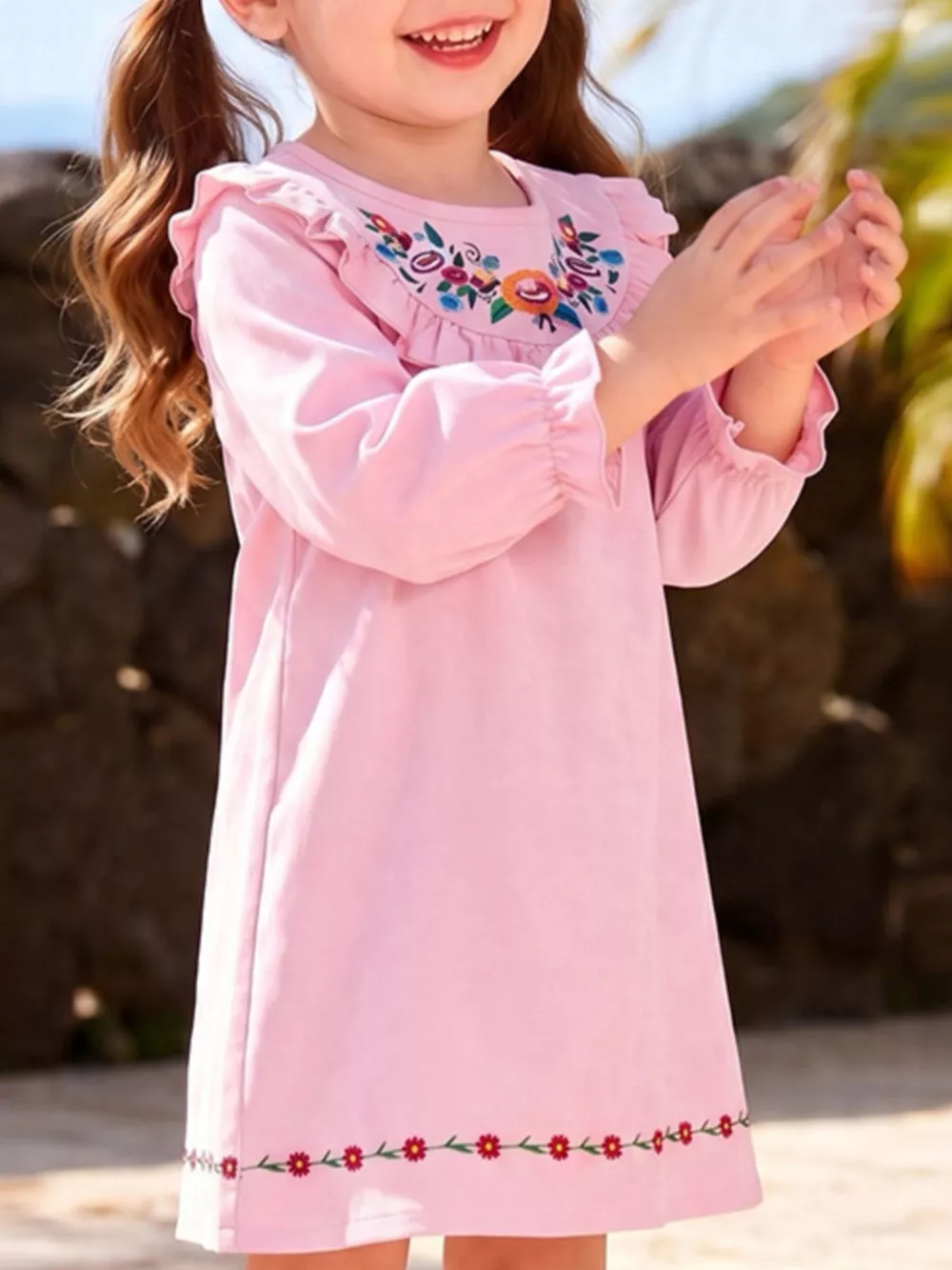 Children's Embroidered Long Sleeve Dress, image 2