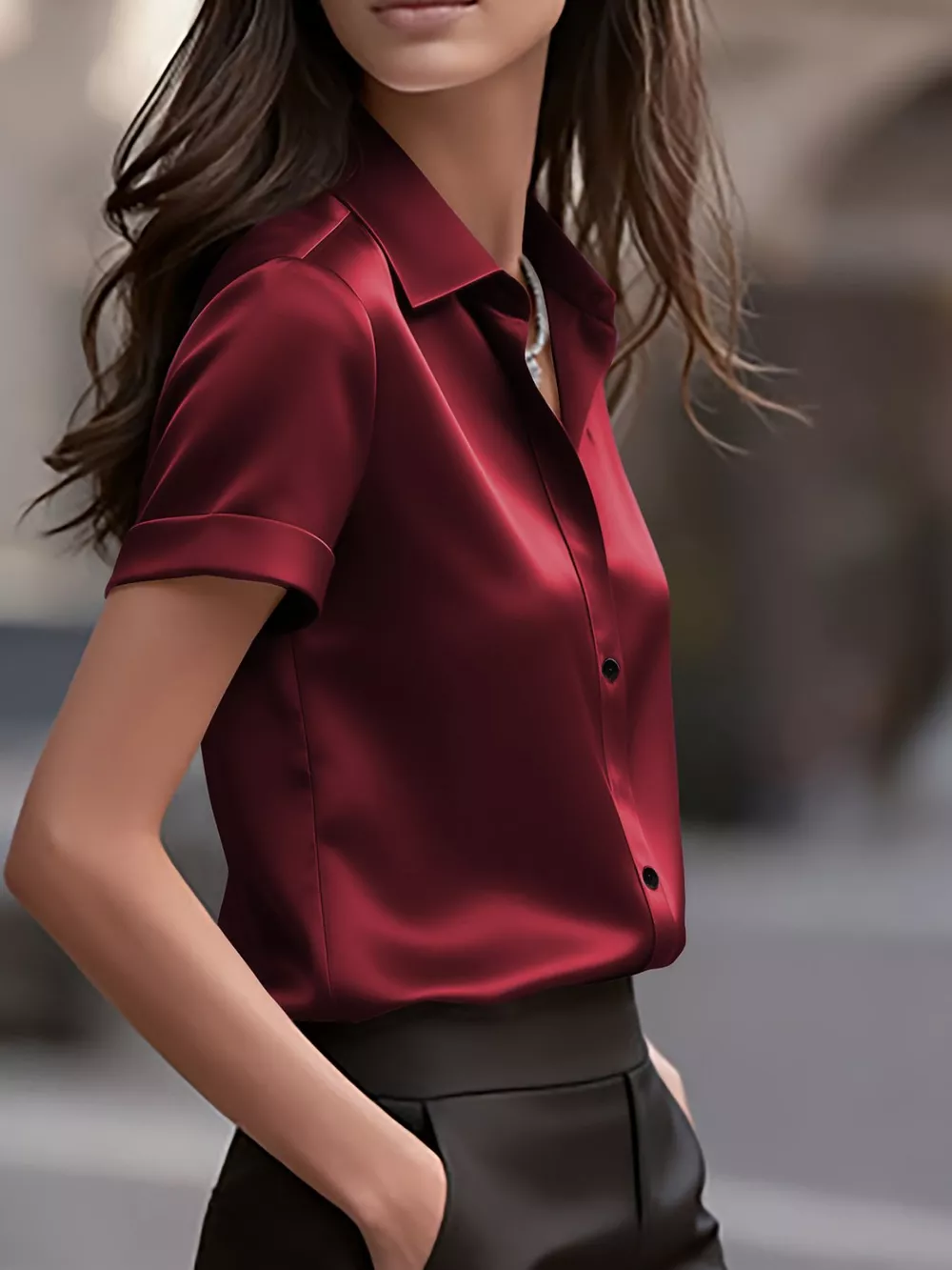 Satin Short-Sleeve Shirt, image 3
