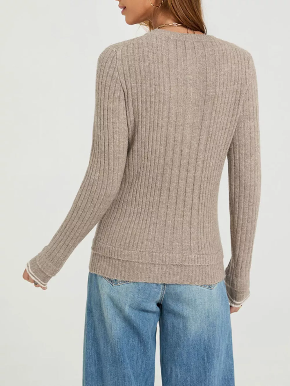 Button Detail Ribbed Knit Top, image 9
