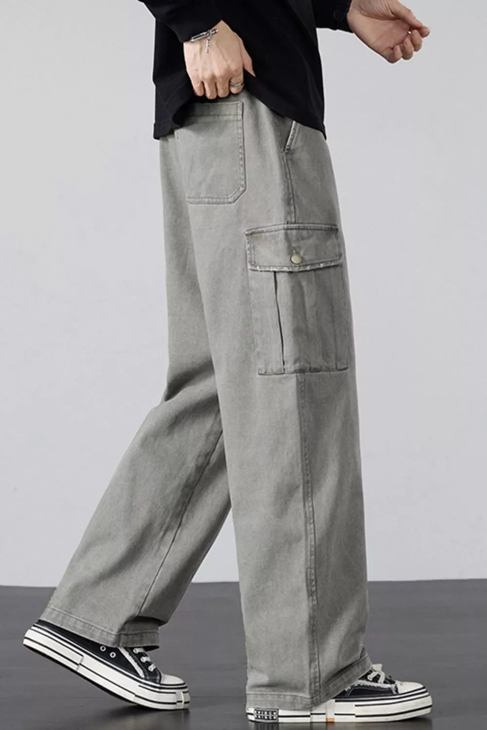 Men's Plus Size Drawstring Loose Fit Cargo Pants, image 3