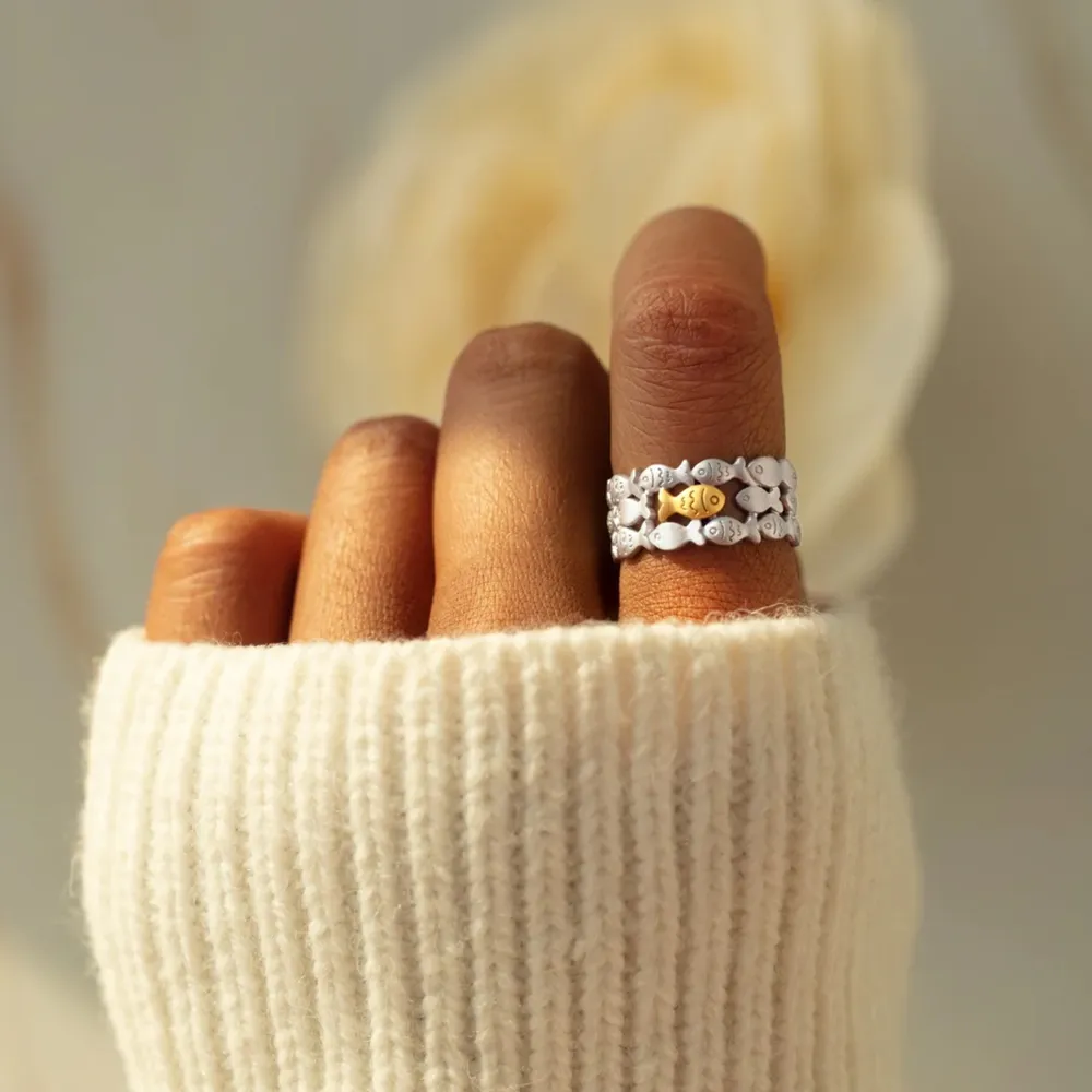925 Sterling Silver Fish Open Ring, image 4