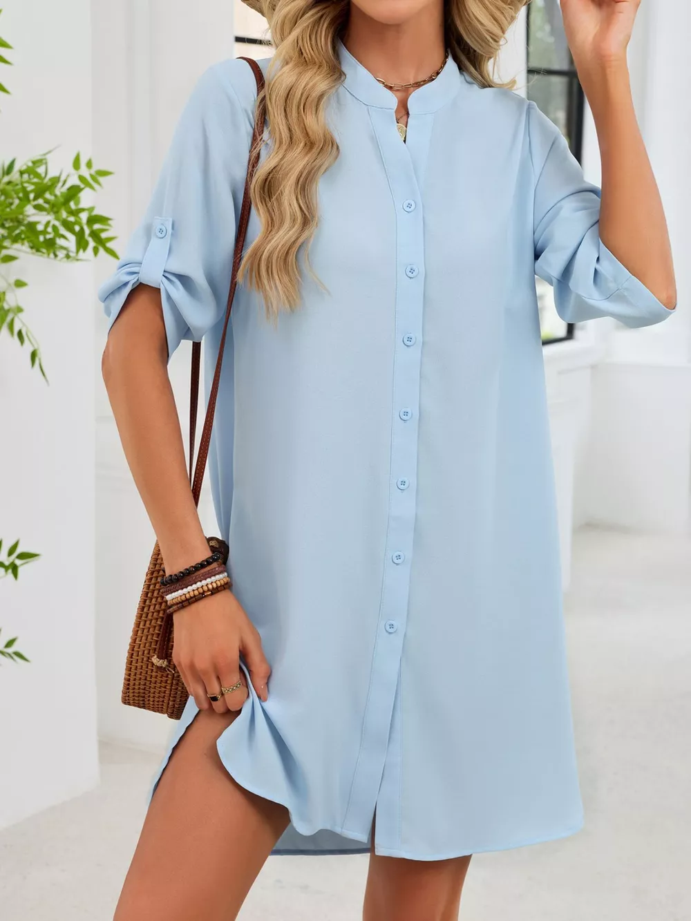 Casual Button-Down Shirt Dress, image 4