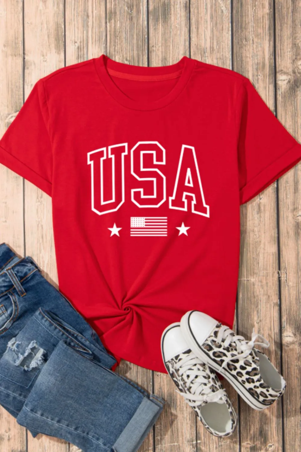 USA American Flag Crewneck T Shirt, image 2